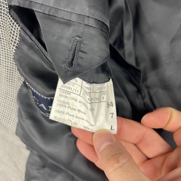 Canali Italy Blue Label Super 130 White / Black Abstract AOP Two Button Suit 54L - Picture 14 of 16